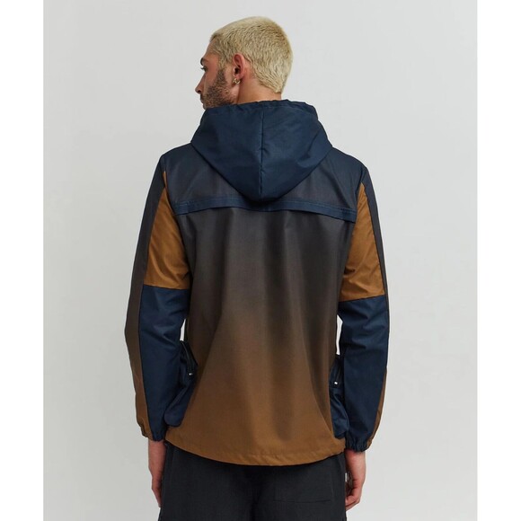 Reason Men’s Navy Brown Gradient ¼ Zip Utility Anorak Hooded Jacket Size L - Picture 4 of 8